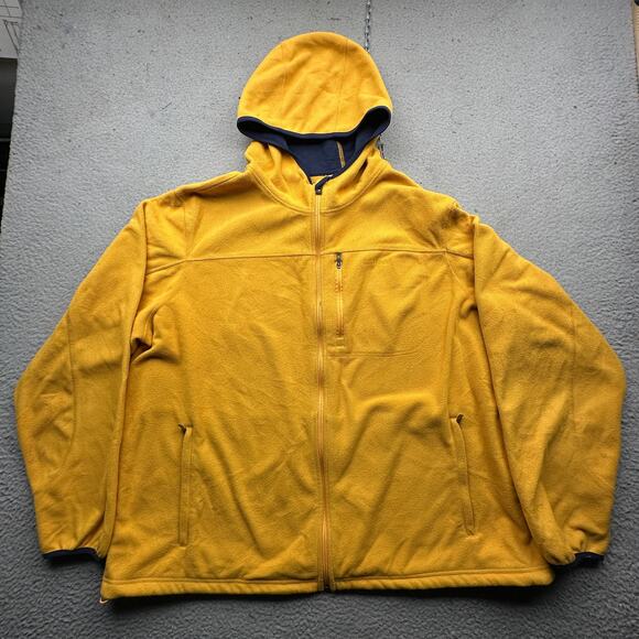 LL Bean Polartec Windbloc Fleece Hoodie Jacket Mens XXL Full Zip Yellow 251298 - Picture 1 of 15